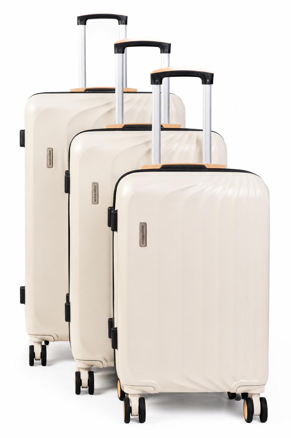 Goldenbritish Cream Luxury 3-Piece Hard Shell Suitcase Set