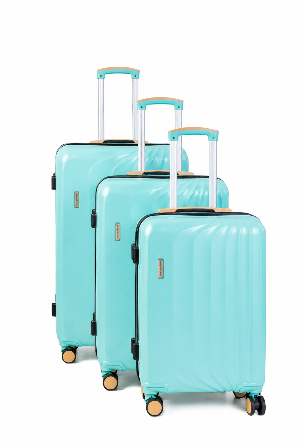 Goldenbritish Turquoise Luxury 3-Piece Hard Shell Suitcase Set